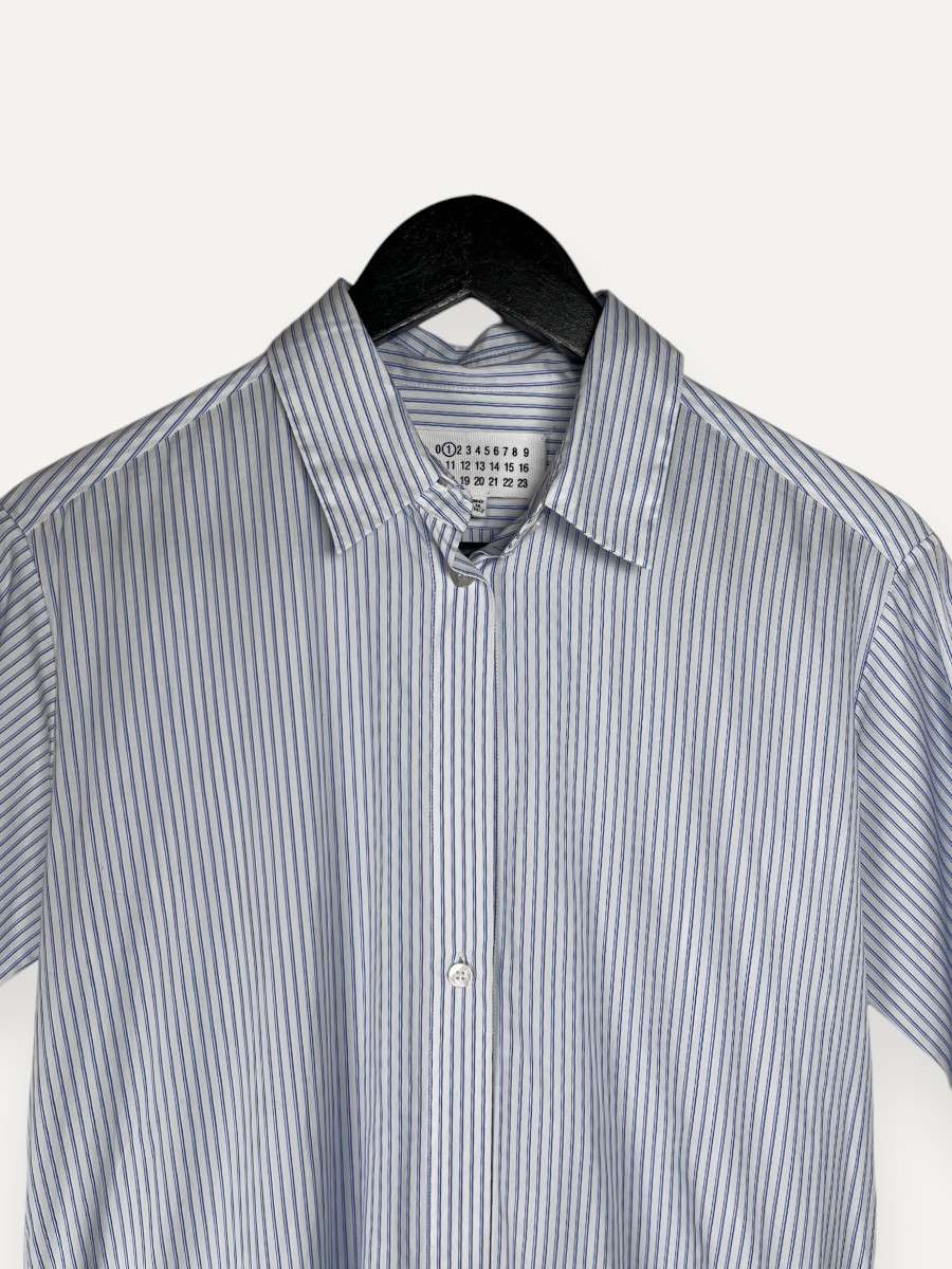 White and blue striped Shirt Dress Dress