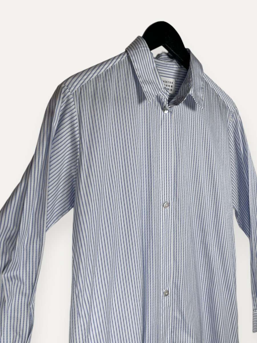 White and blue striped Shirt Dress Dress