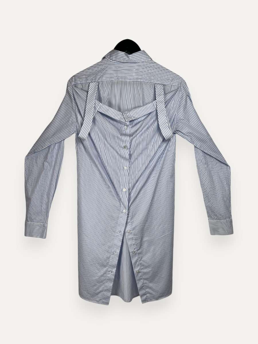 White and blue striped Shirt Dress Dress