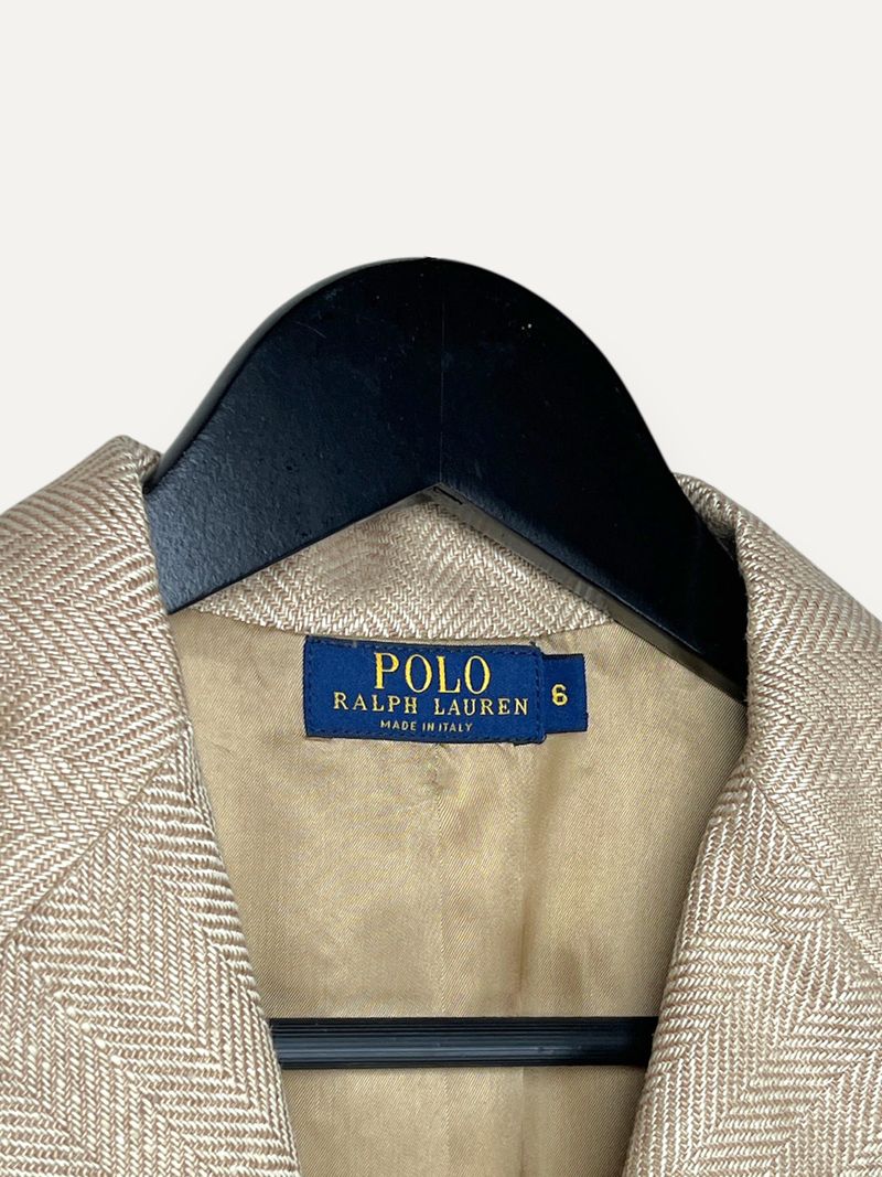 Beige Linen Single Breasted Blazer