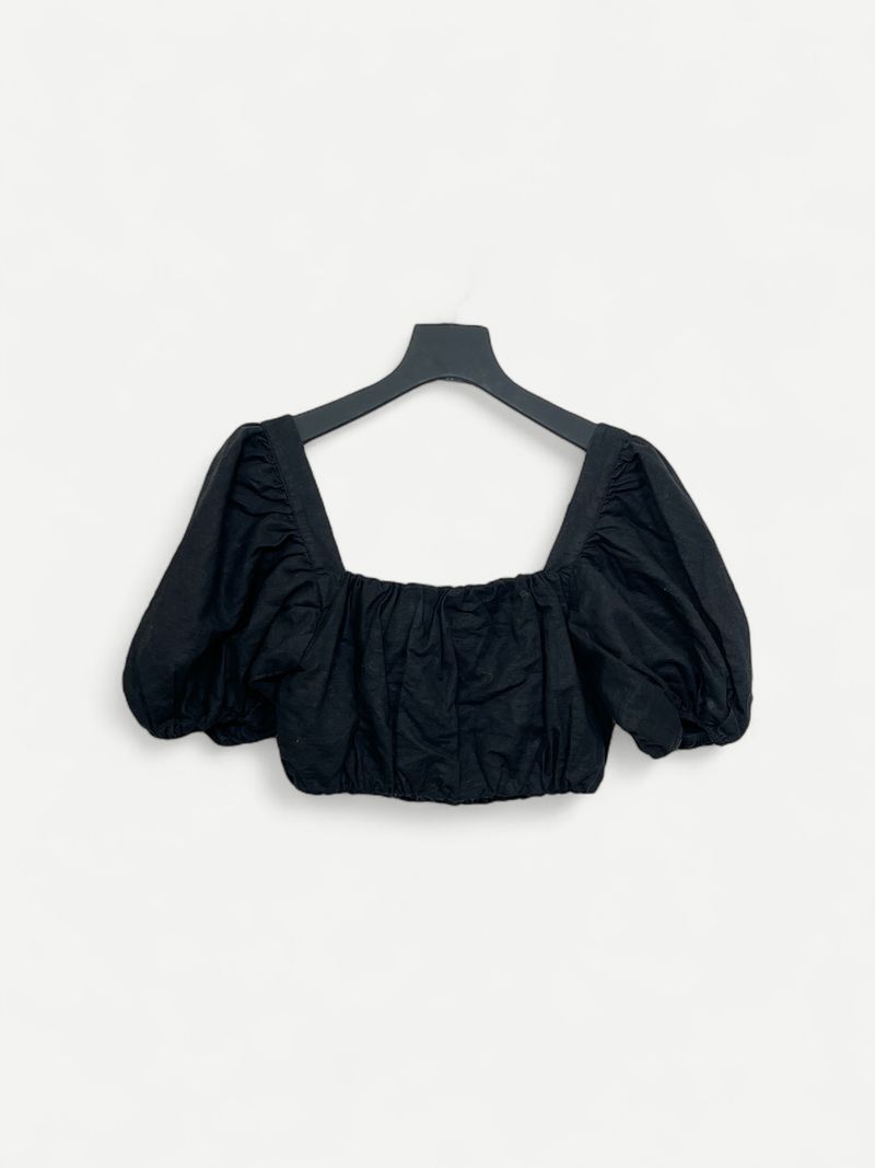 Black Puff Sleeve Top