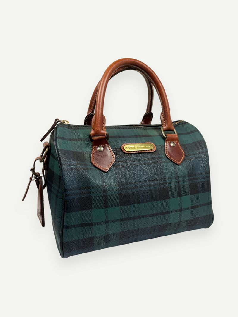 Green Plaid Mini Boston Bag