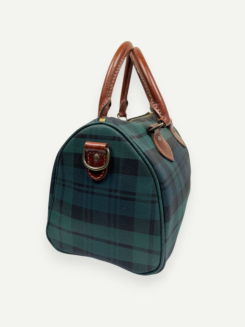 Green Plaid Mini Boston Bag