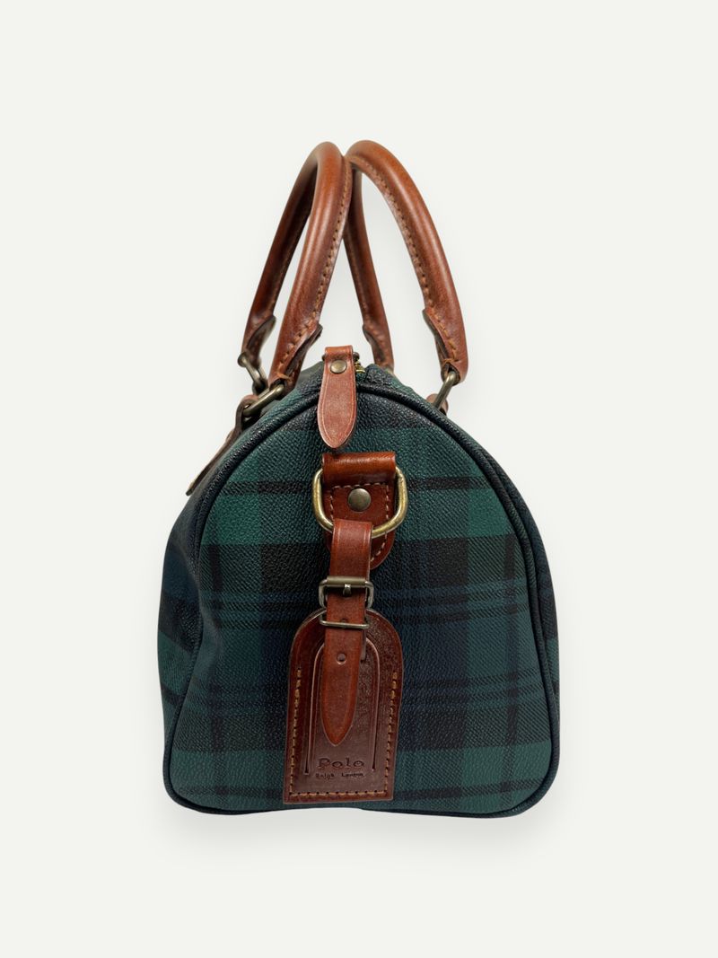 Green Plaid Mini Boston Bag