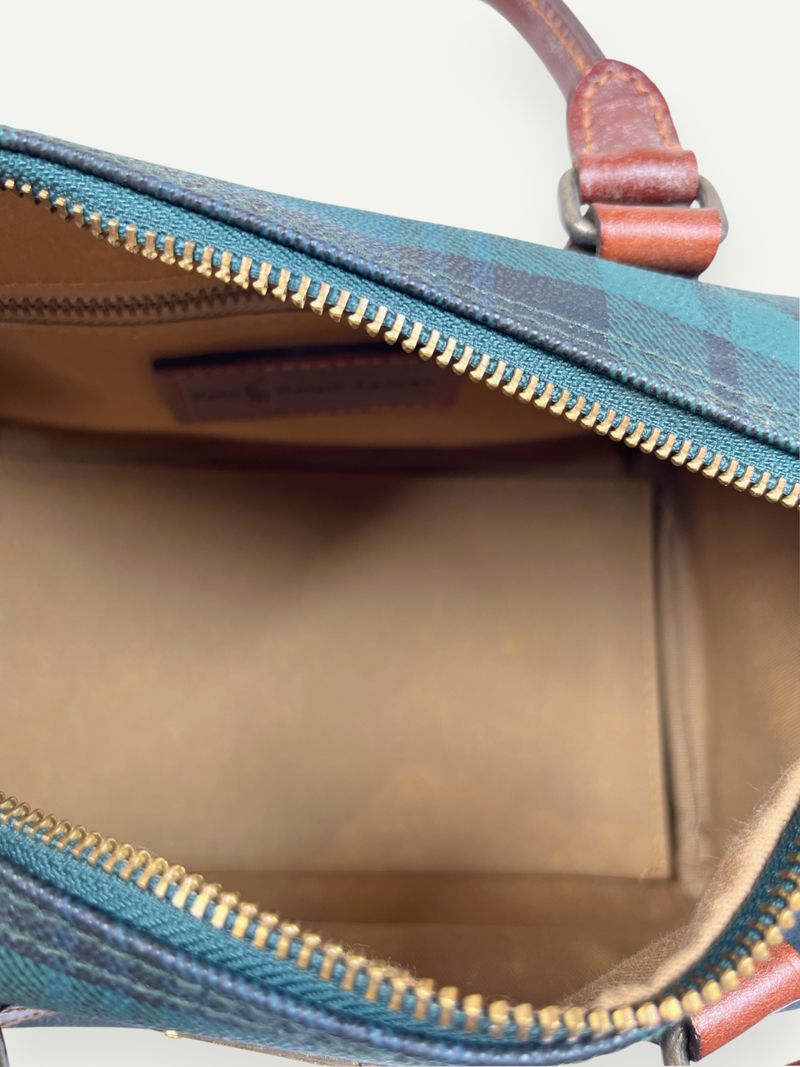 Green Plaid Mini Boston Bag