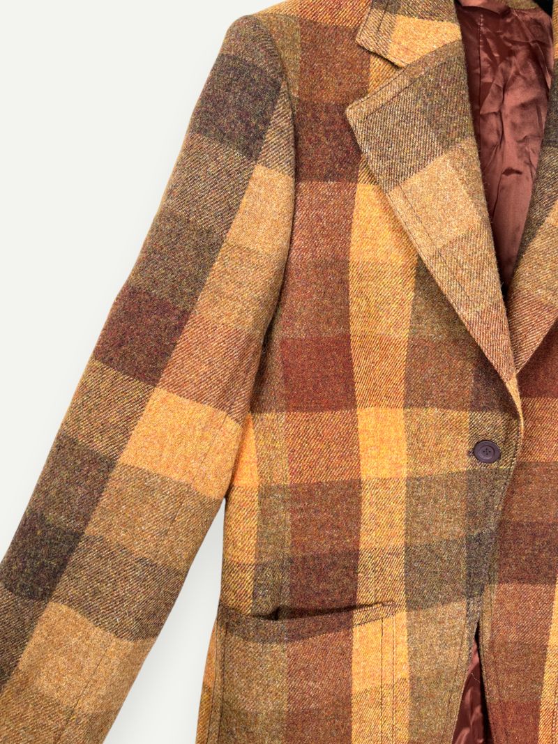 Orange Checkered Wool Blazer
