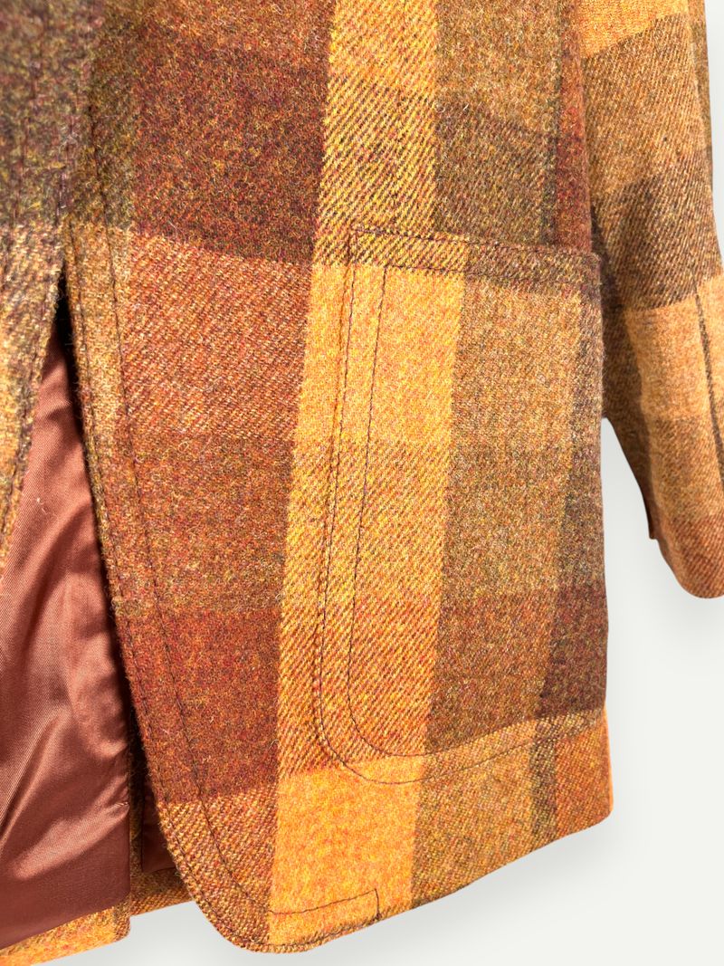 Orange Checkered Wool Blazer