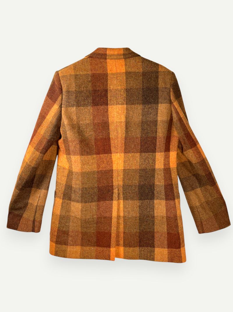 Orange Checkered Wool Blazer